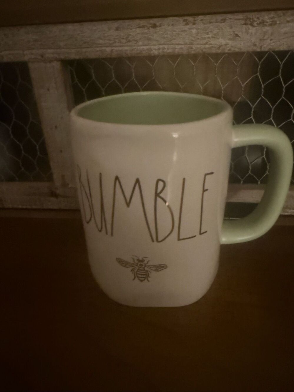 Rae Dunn "BUMBLE BEE" Mint/Light Green Gold Lettering